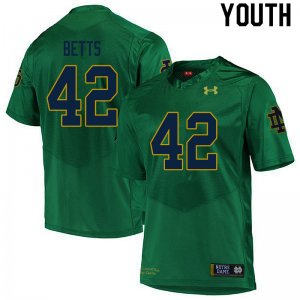 Notre Dame Fighting Irish Youth Stephen Betts #42 Green Under Armour Authentic Stitched College NCAA Football Jersey BXN6199UG